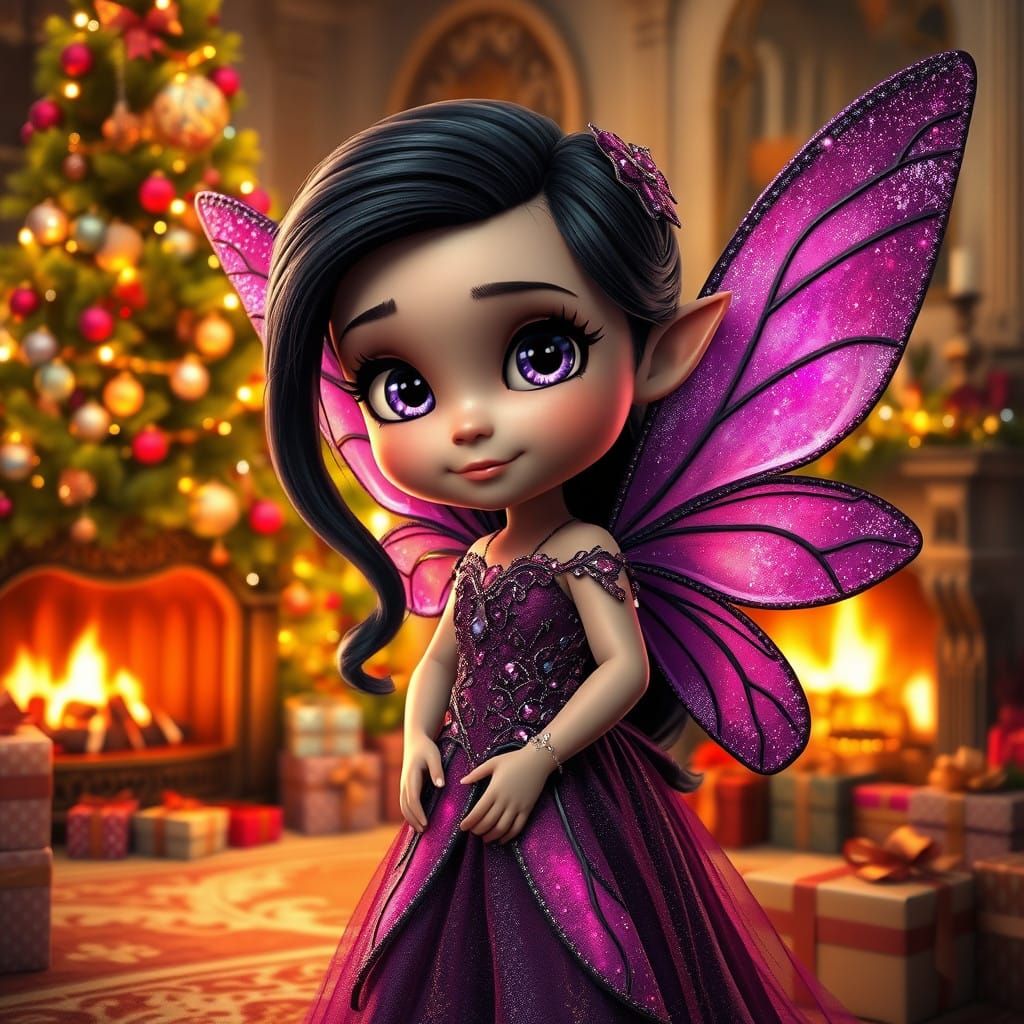 Gothic Fairy in Vibrant 3D Glitter Style