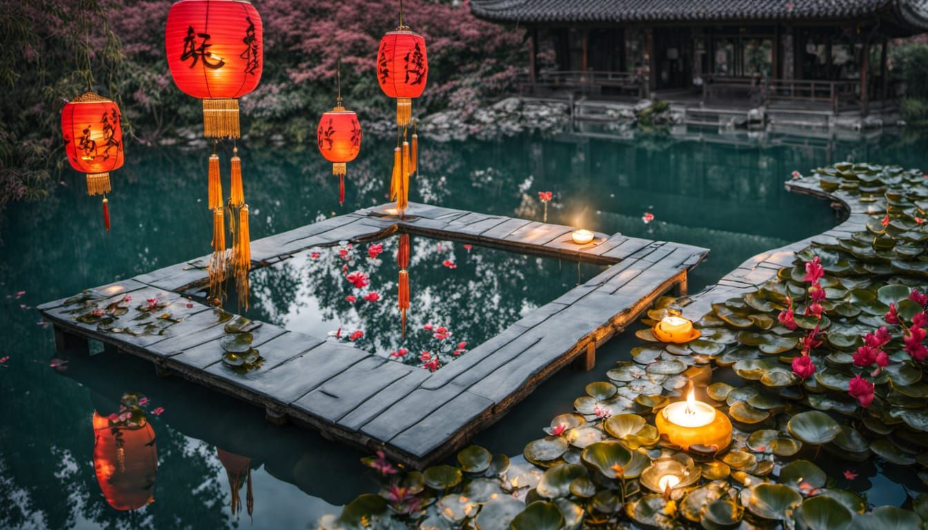 Lilypad on Pond in Dali Style: Chinese Harmony