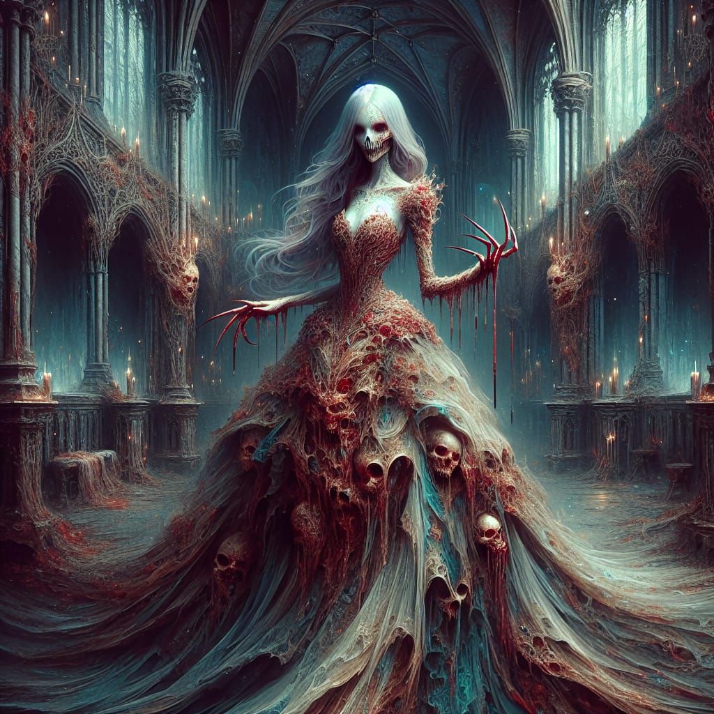 Ethereal Necrotic Ballerina in Abandoned Castle