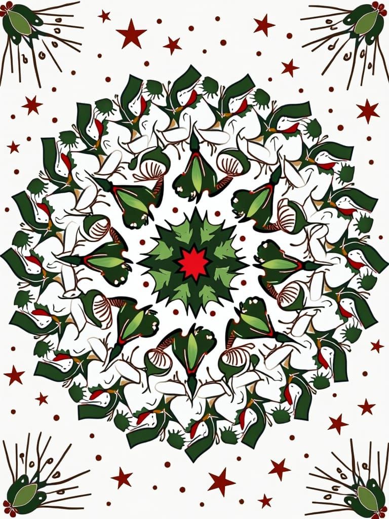 Festive Christmas Mandala Coloring Page for Kids
