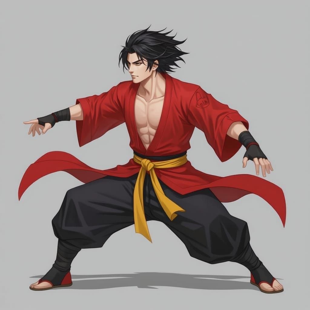 Dynamic Anime Warrior in Side Lunge