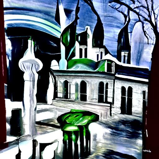 Art Nouveau Landscape in Impressionistic Style