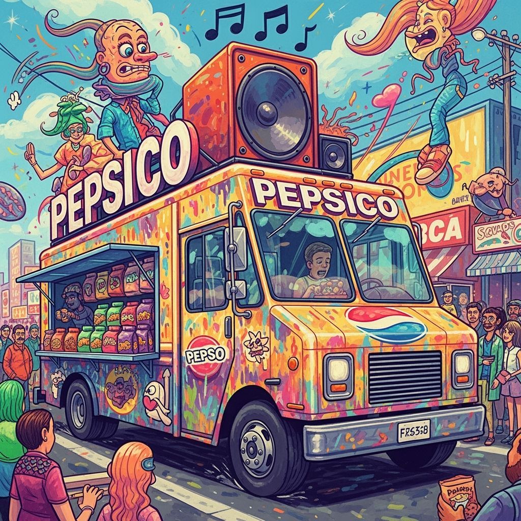 PepsiCo Truck Selling Snacks in Vibrant Pop Surrealism Style