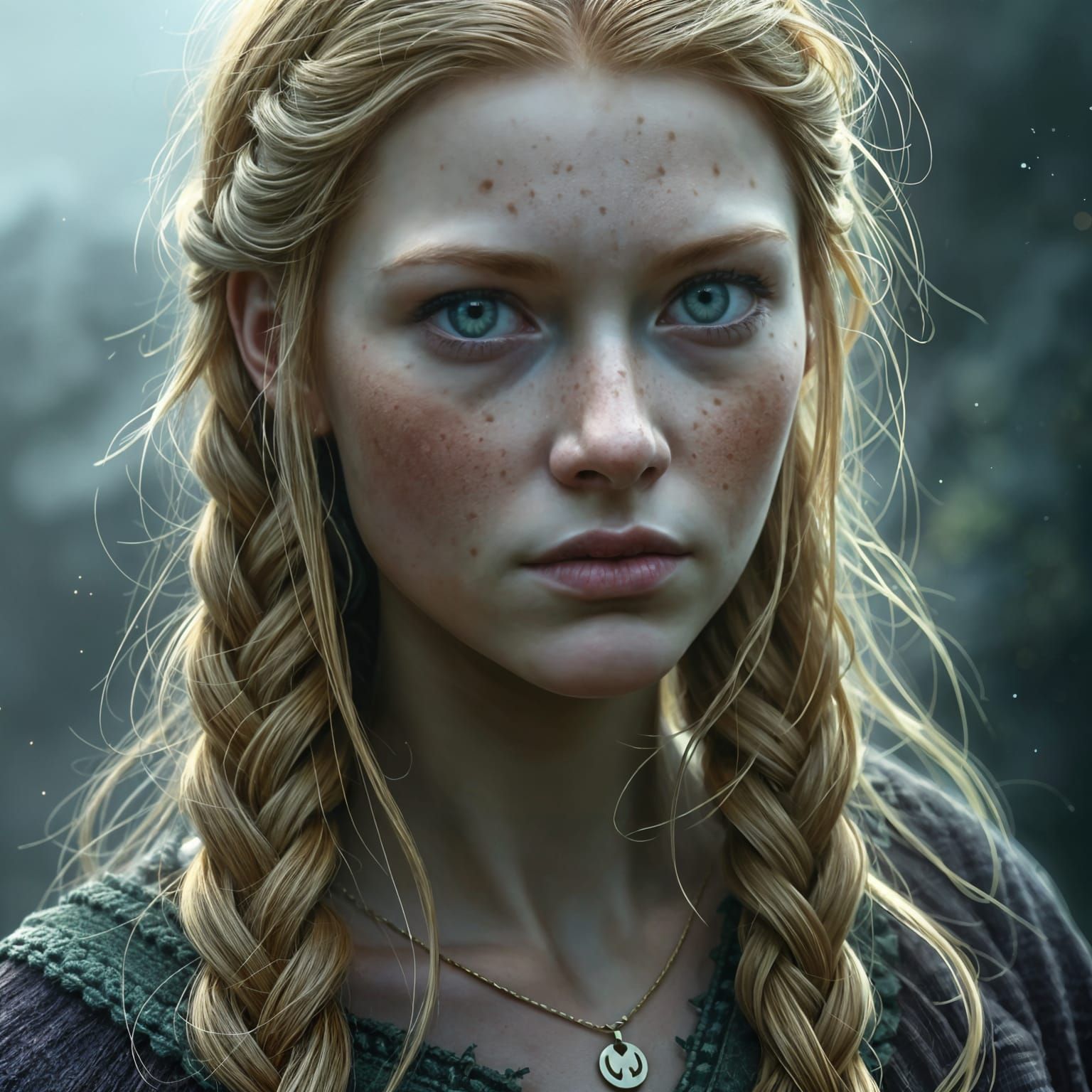 Viking Woman with Red Hair and Green Eyes