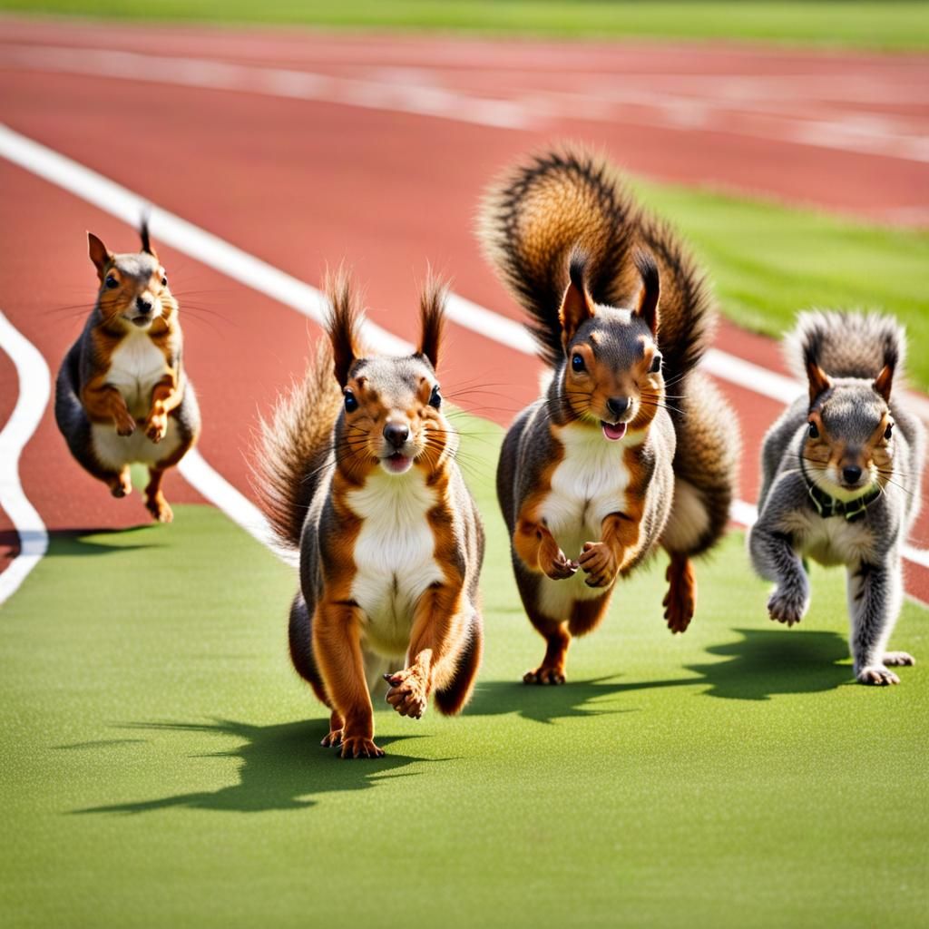 Squirrels Chase Dog Around Track
