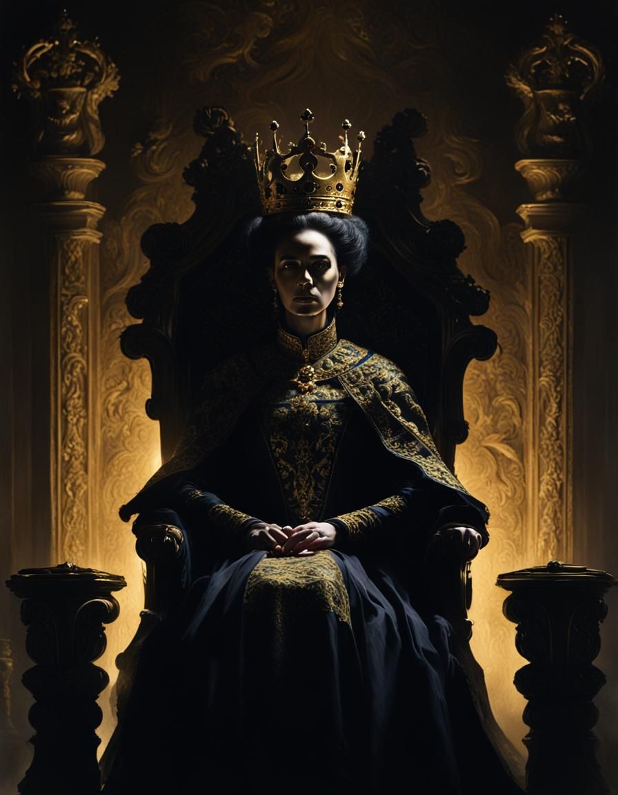 Dark Queen Portrait in Chiaroscuro Style