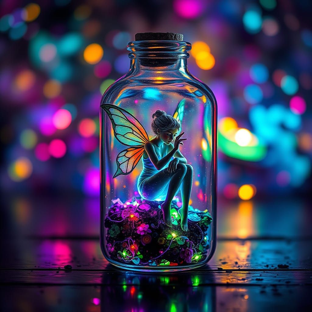 Magical Fairy Captured in a Bottle