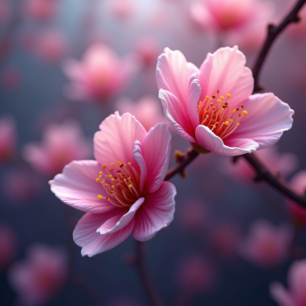 Luxurious Bokeh Flowers in Abstract Fantasy Realm