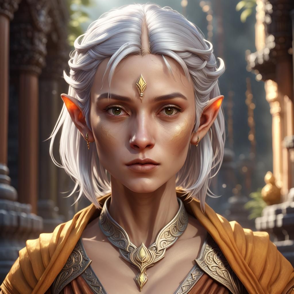 Half-Elf Sun Monk Digital Painting