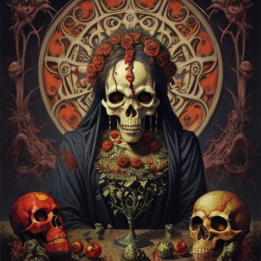 Bloody Skull Monster in Art Nouveau Style