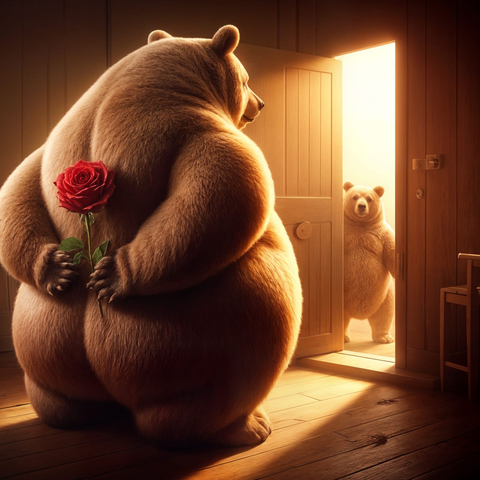 Bear with Rose Awaits Visitor