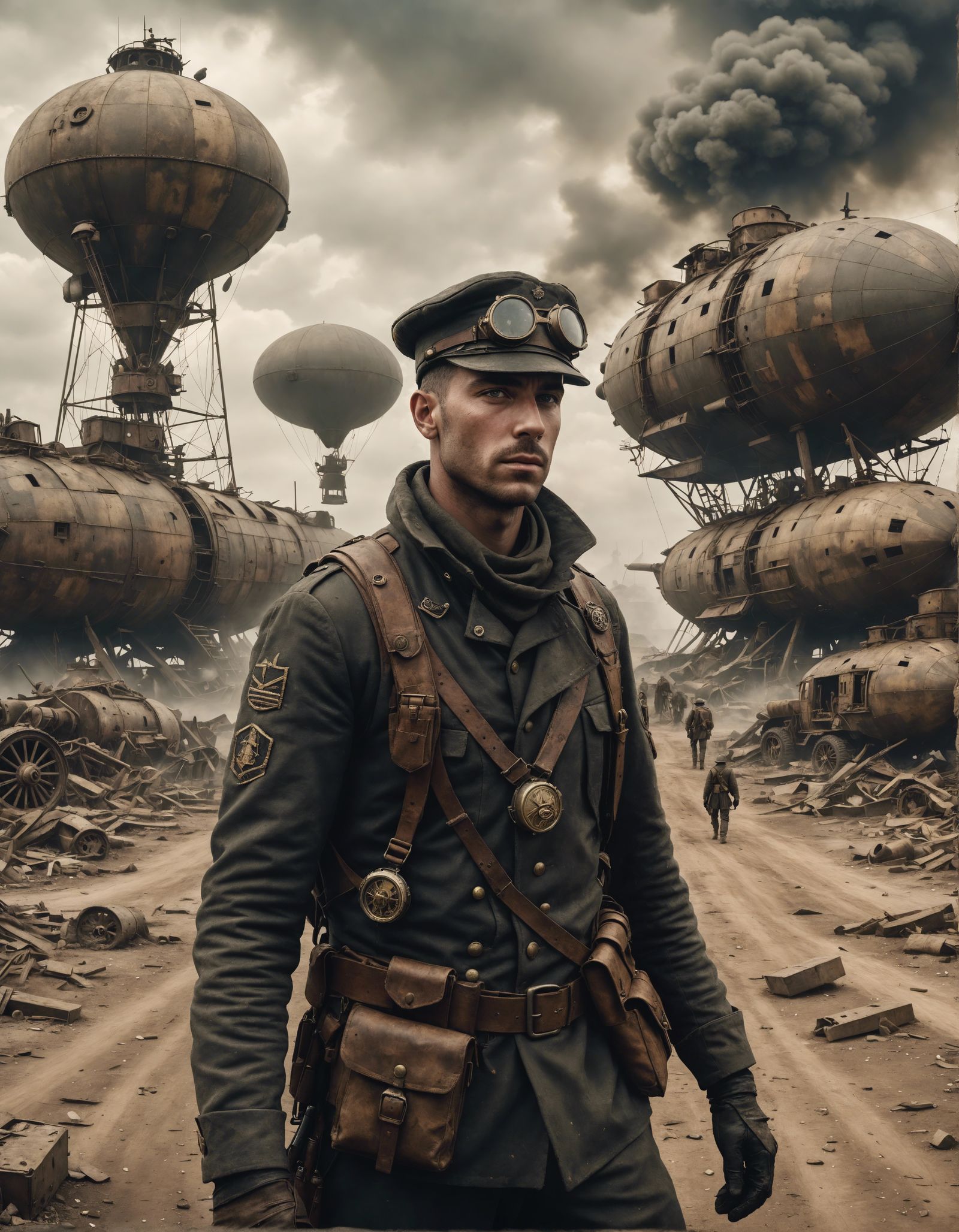 Steampunk Soldier in Post-Apocalyptic Wasteland