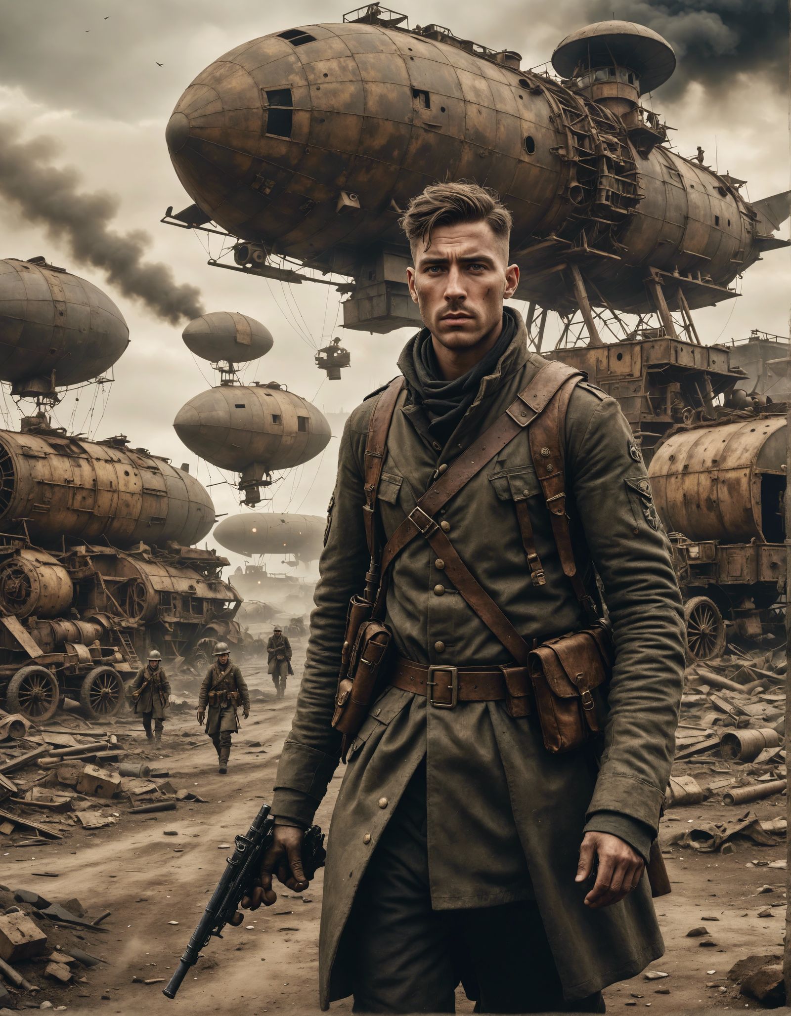 WWI Soldier in Post-Apocalyptic Steampunk Wasteland