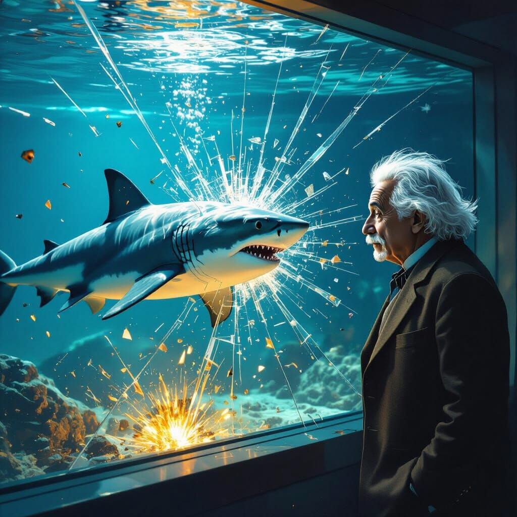 Shark Shatters Tank Near Albert Einstein