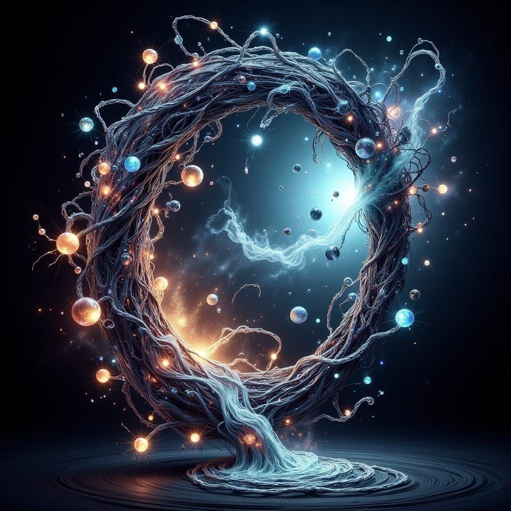 Surreal Cosmic Portal in Whirling Metallic Splendor