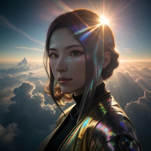 Iridescent Cassette Futurism in Vorticism Style