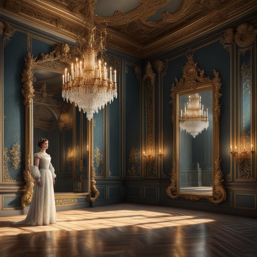 Lace Dress in Versailles Mirror Gallery