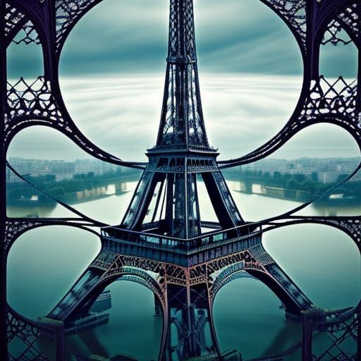 Eiffel Tower Defies Gravity in Surreal Dreamlike Scene