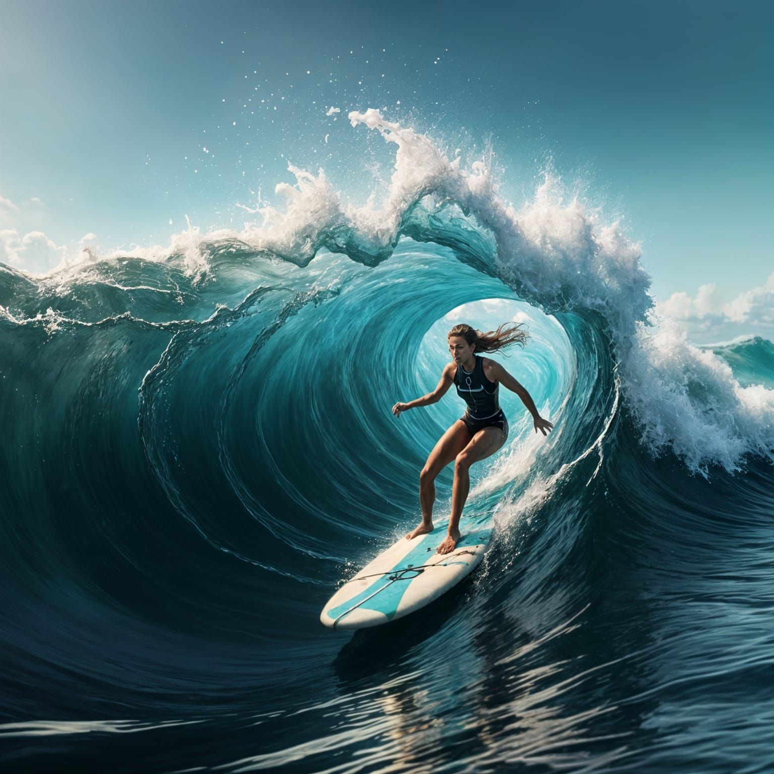 Glowing Ocean Goddess Rides the Maelstrom