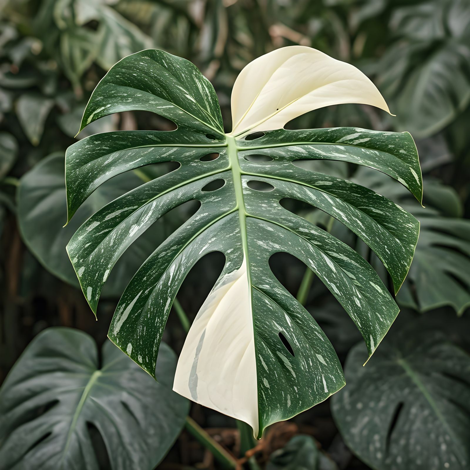 High-Resolution Monstera Deliciosa 'Albo Variegata' in Photo...