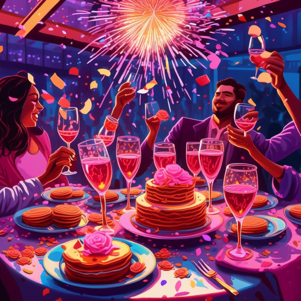 <lora:Burning Roses:1.0>50K Mitglieder Nightcafé Party with ...