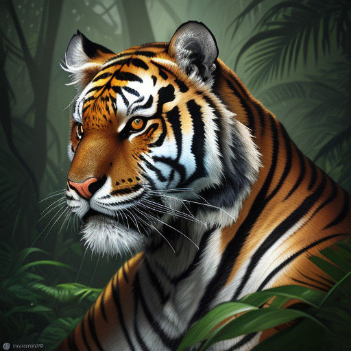 Hyper-Realistic Tiger Portrait in Splash Art Style