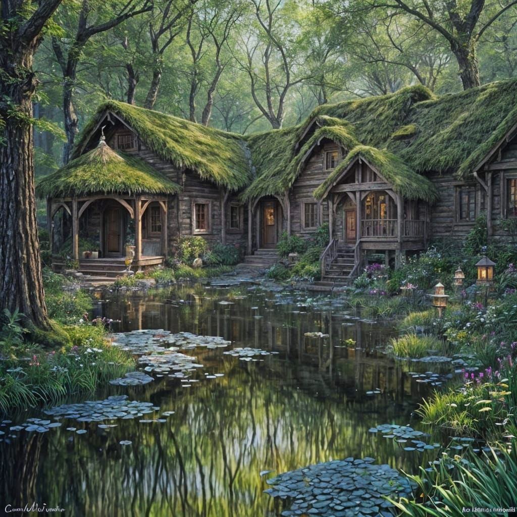 Enchanted Secret Garden in Indian Ink Style