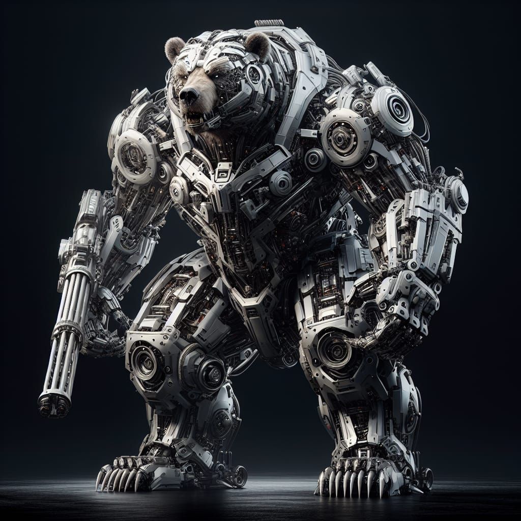 Grizzly Bear Mechanical Protector in Sci-Fi Style