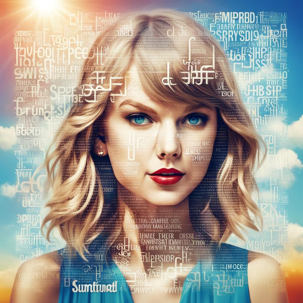 Taylor Swift Word Art Portrait in Double Exposure