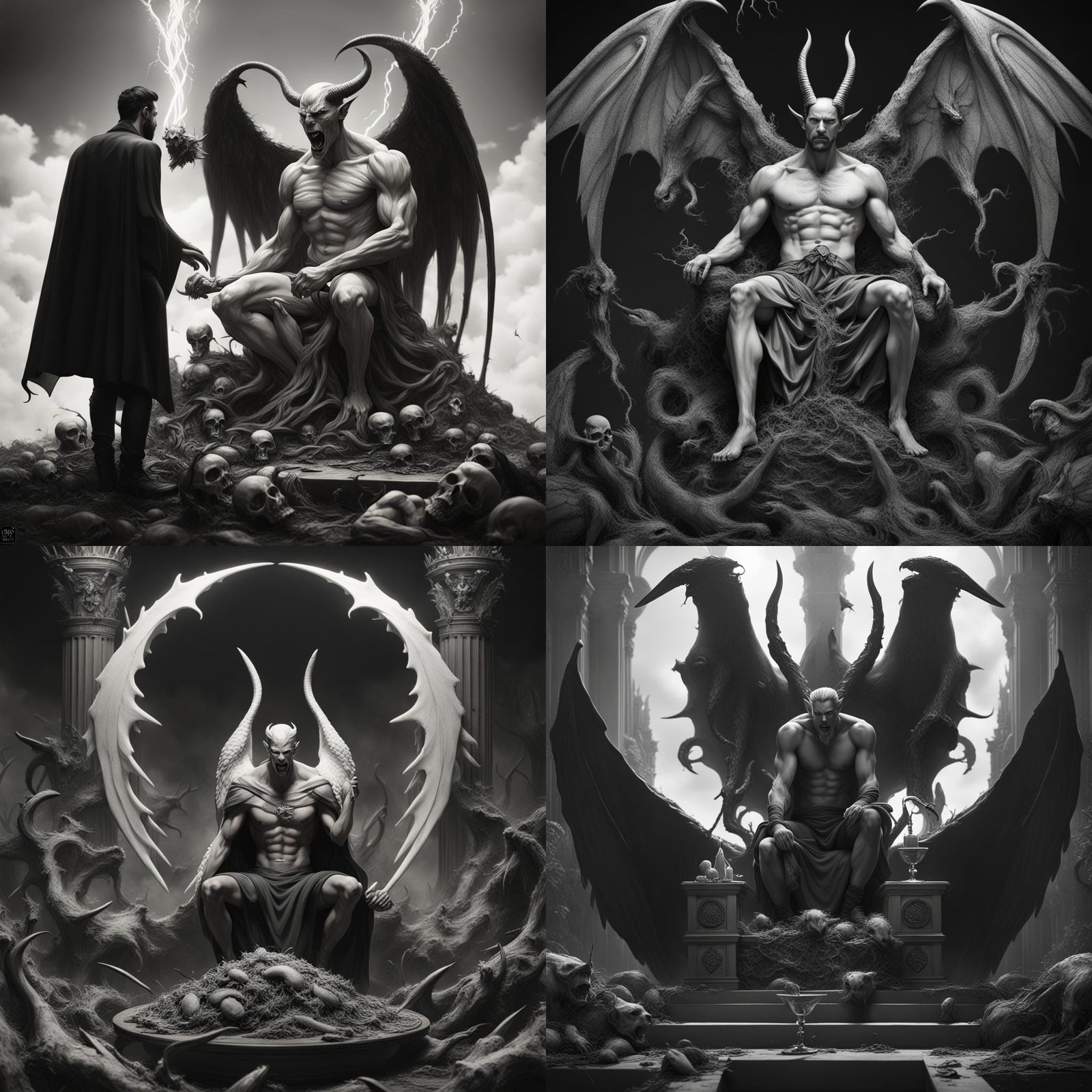 Lucifer Consumes Death: Flash Art Tattoo Design