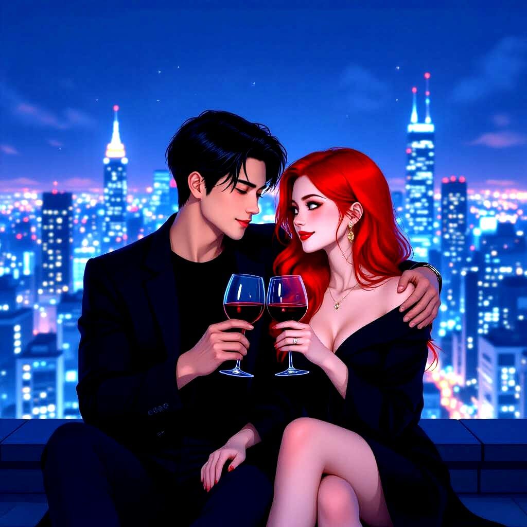 Couple Admiring City View at Night