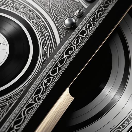 Intricate Vinyl Record Grooves in Detailed Digital Art