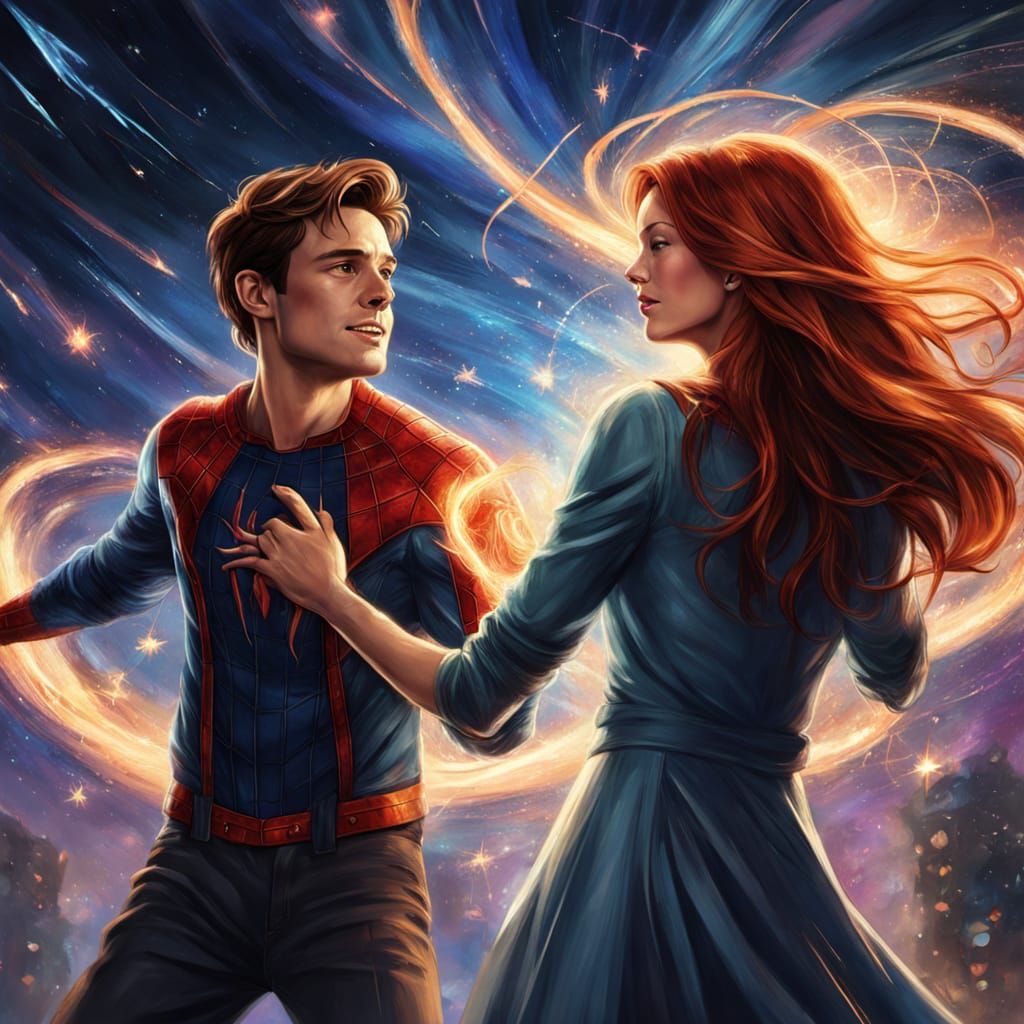 Peter Parker and Mary Jane Dance Amidst Meteor Shower