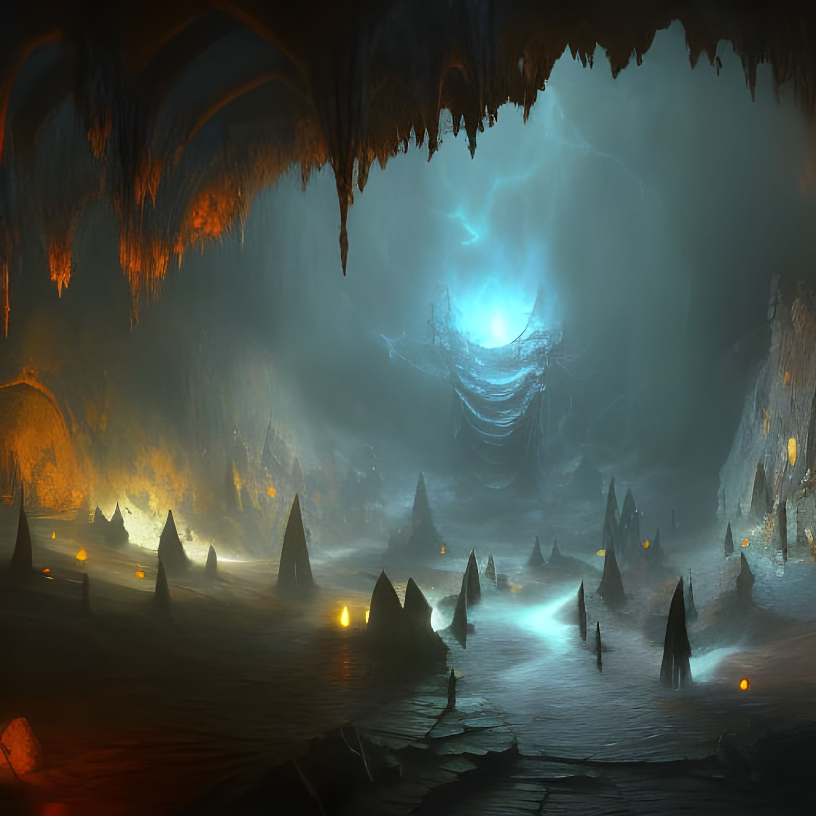 Vecna's Underground Cave: Detailed Matte Painting