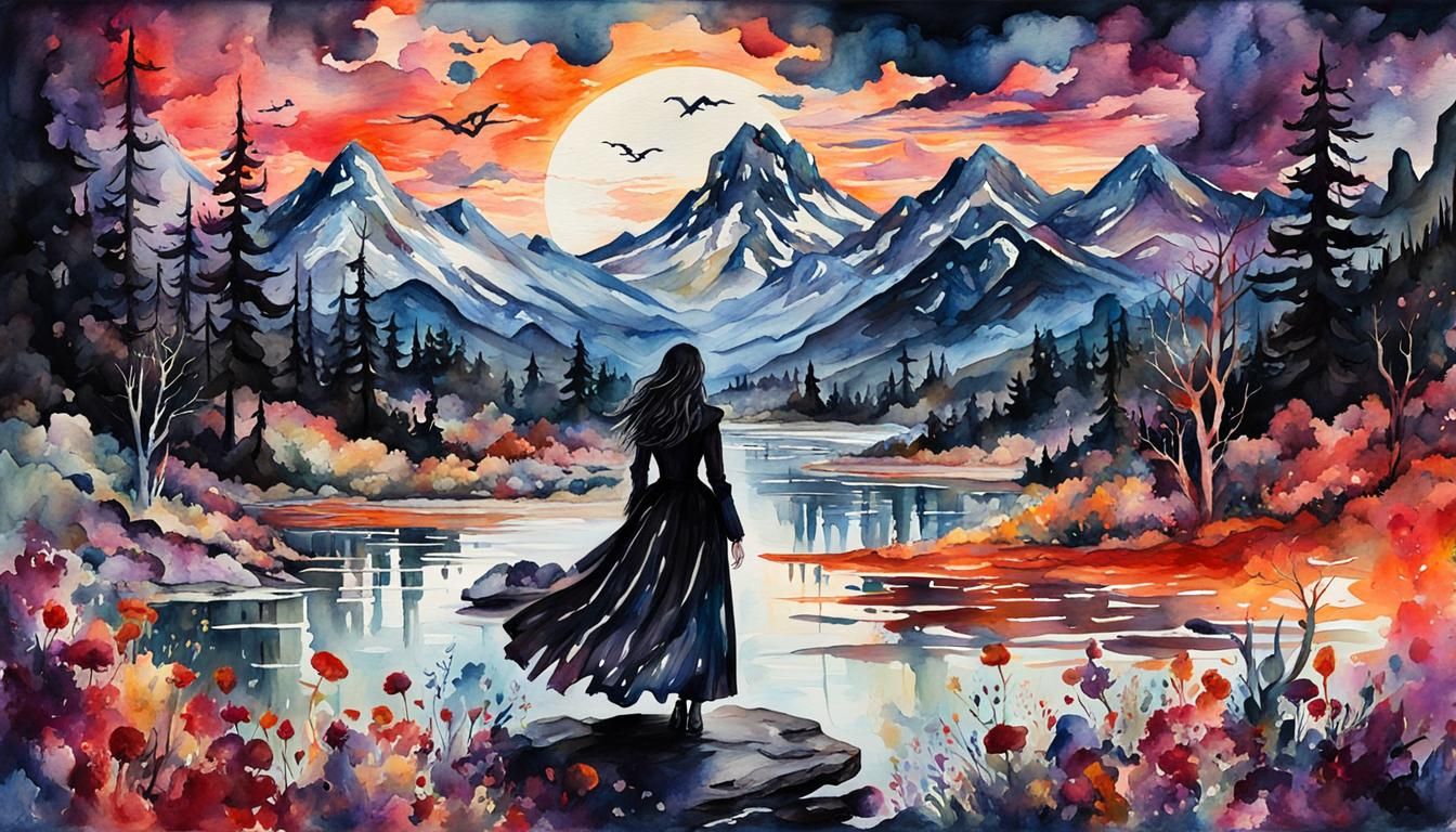 Watercolor Montage in Gouache Style