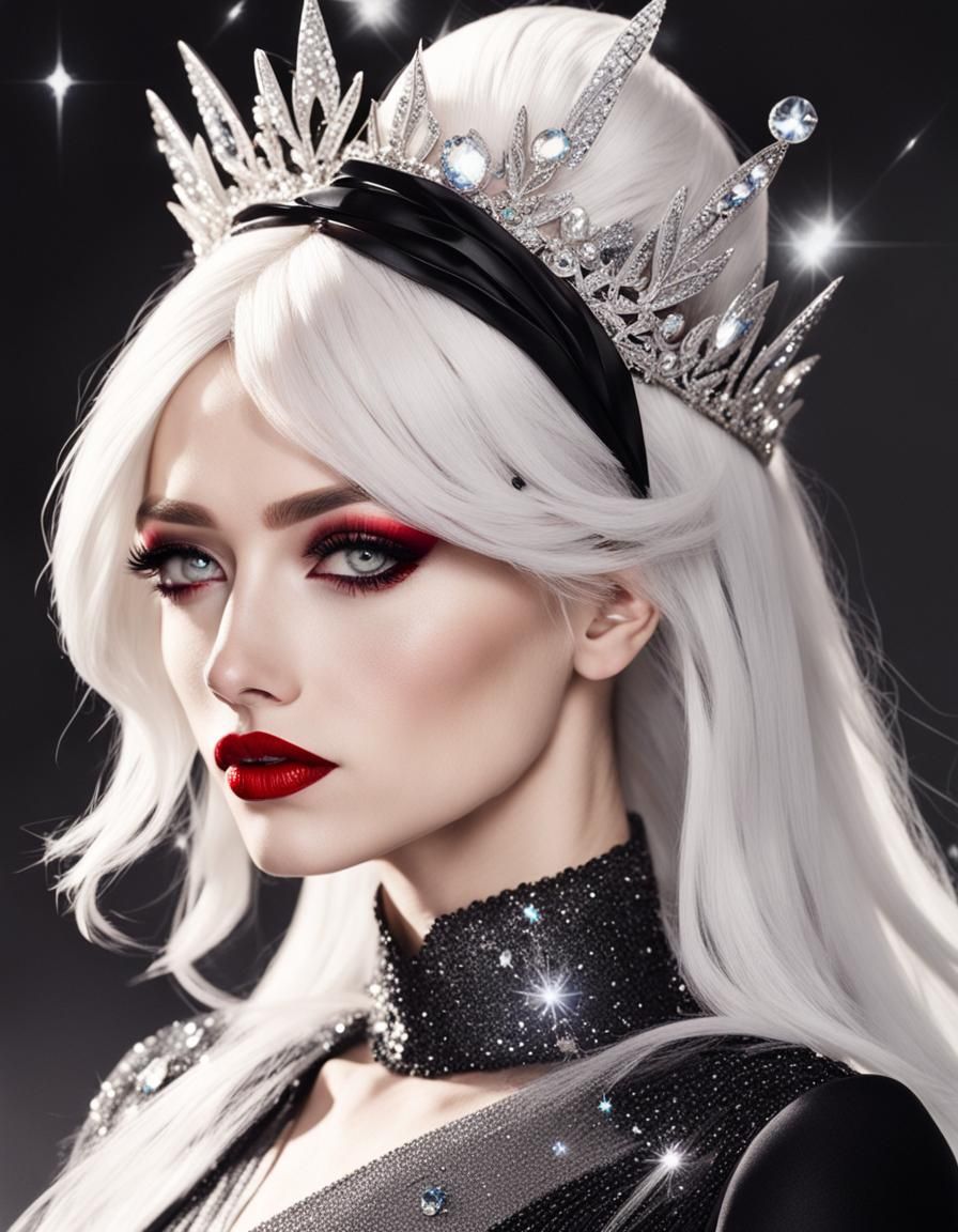 Girl with Crystal Eyes and Black Crown