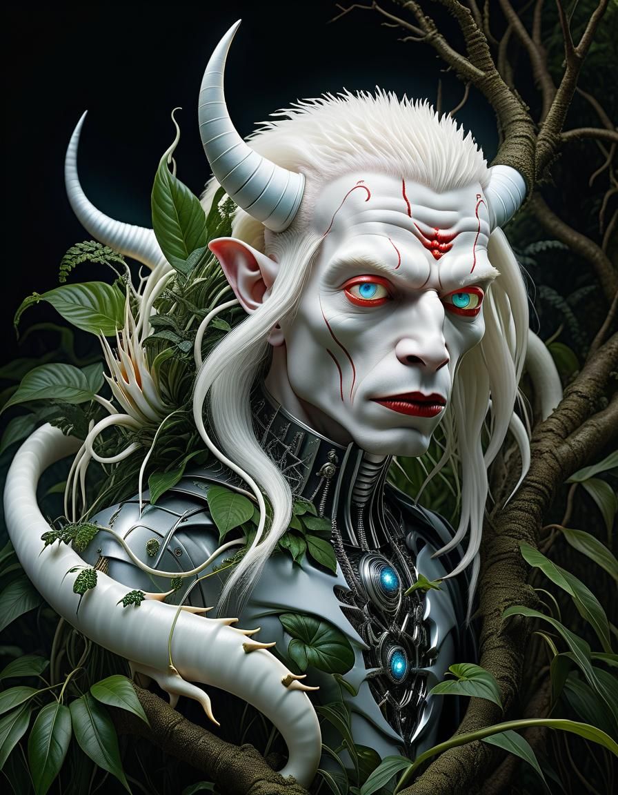 Lovecraftian Albino Devils in Art Nouveau Style