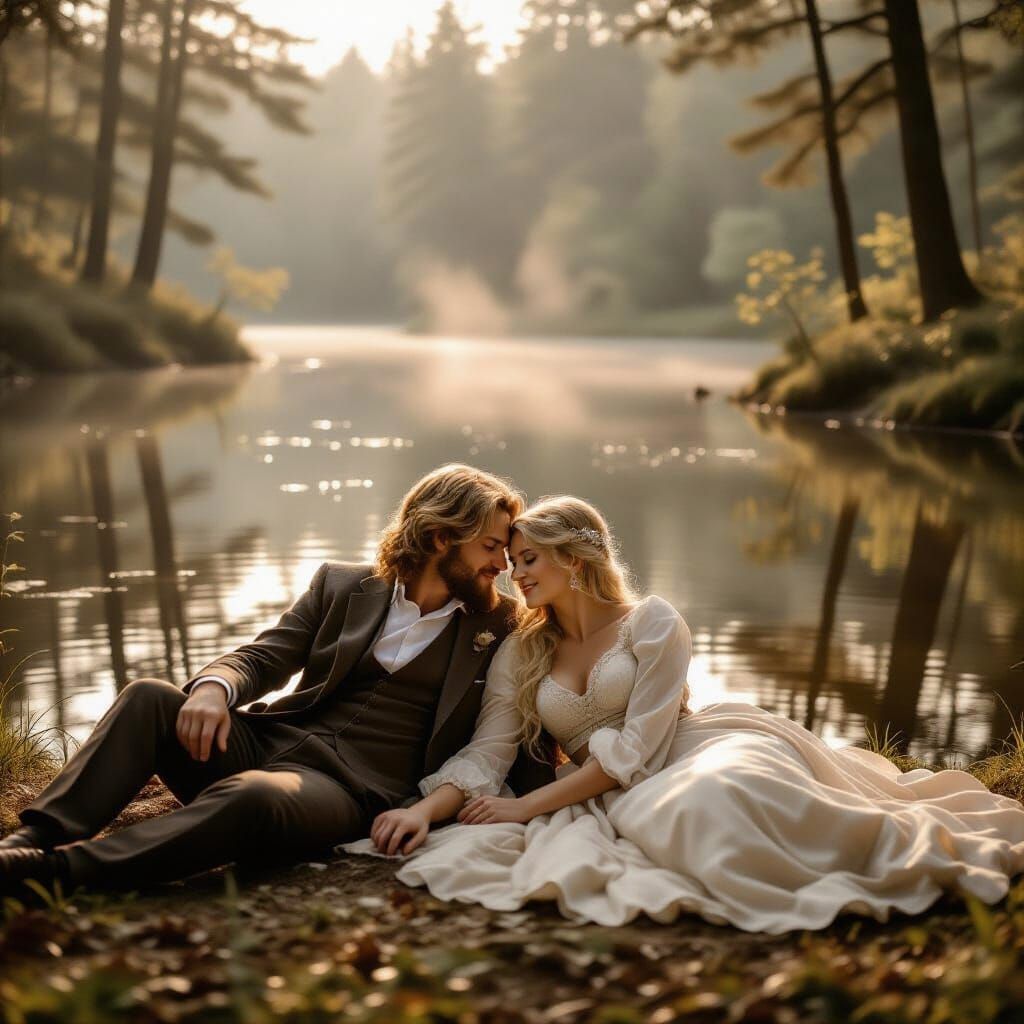 Romantic Couple by Misty Pond: Pre-Raphaelite Style