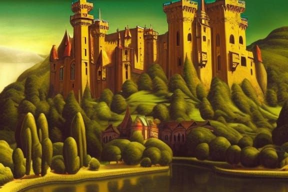 Golden Medieval Castle in Gothic Style
