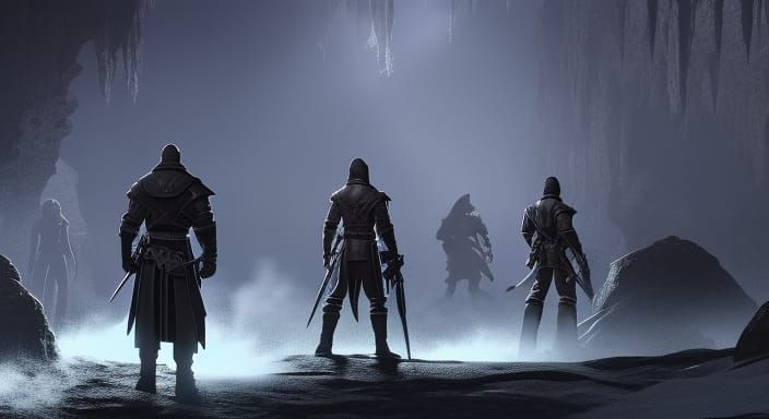 5 adventurer exploring a cave