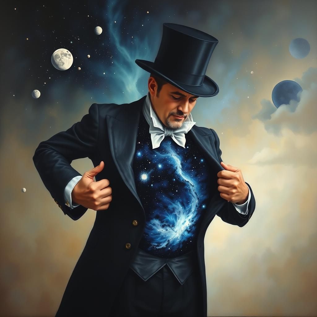 Outer Space Tailcoat: A Magical Oil Painting