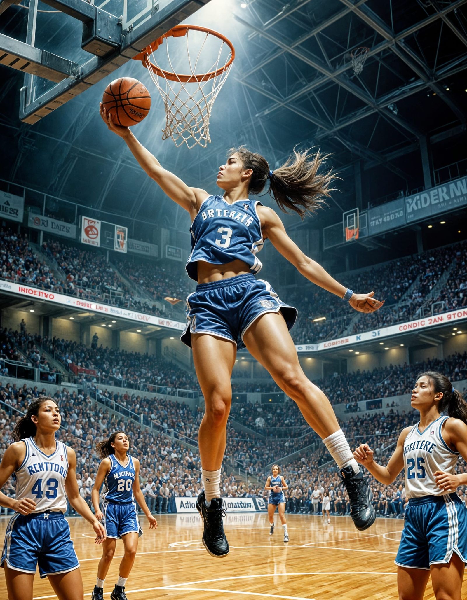 Dynamic Basketball Dunk in Comic Book Style