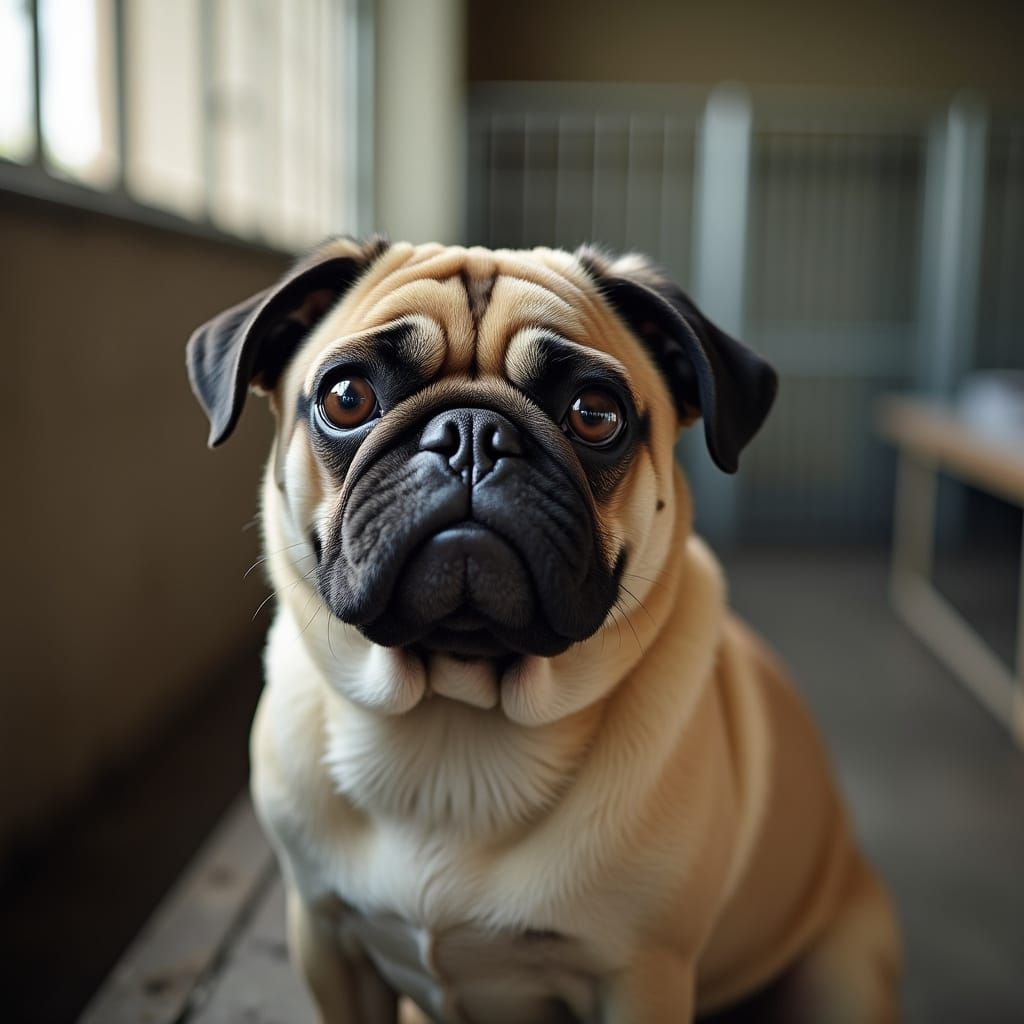 Pug Awaits Forever Home in Heartwarming Dog Pound Scene