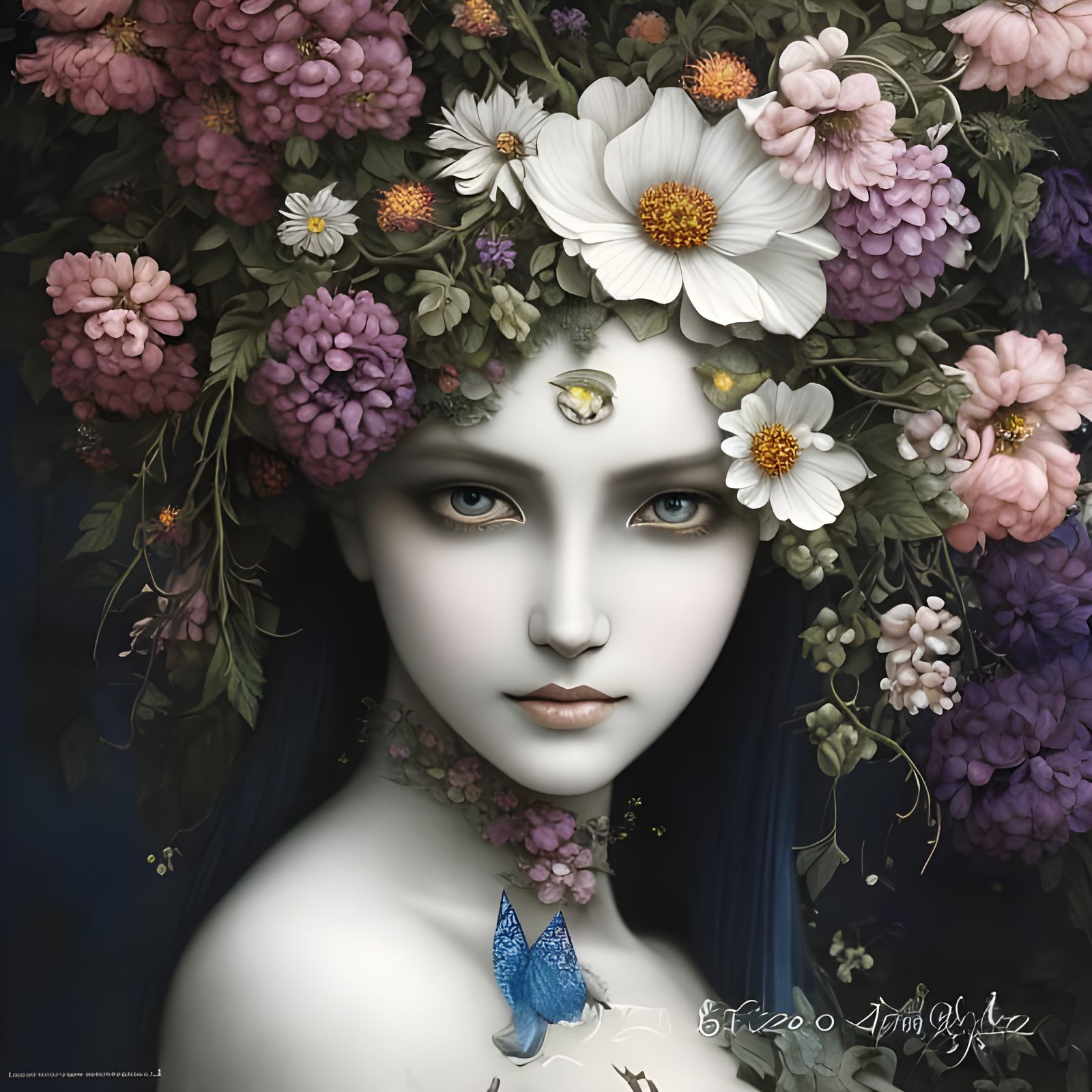 Flower Punk Princess Portrait in Detailed Digital Art