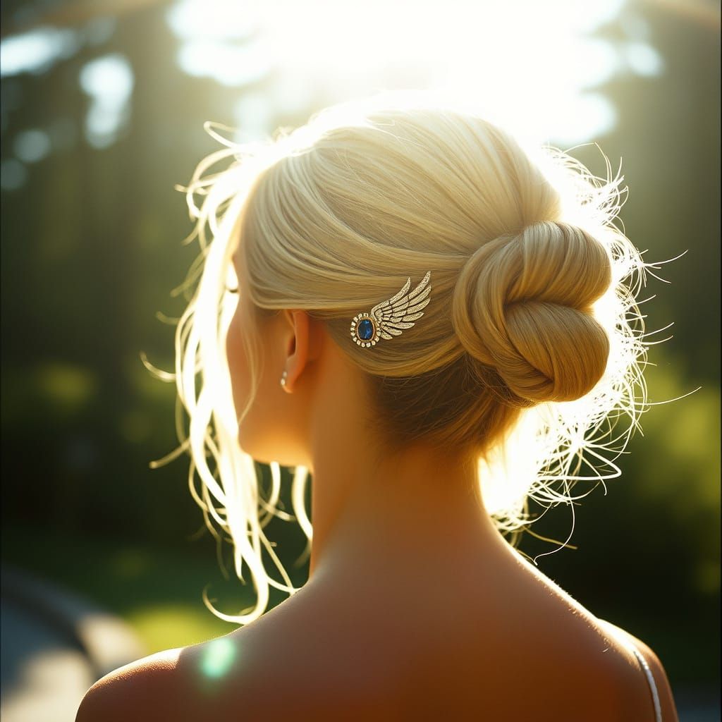 Sapphire Angel Wing Pin in Warm Sunlight