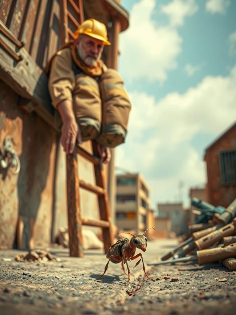 Ant and Builder in Perilous Predicament