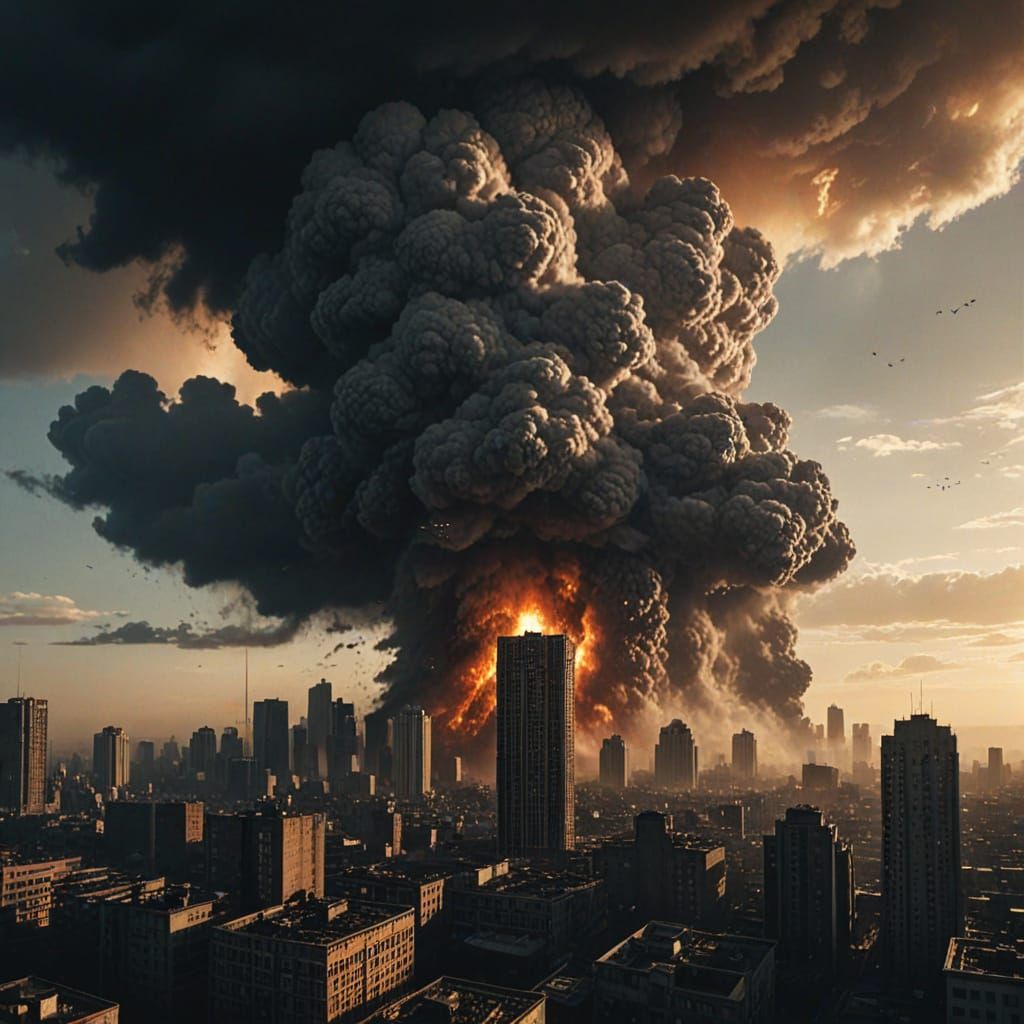 Apocalyptic City Under Giant Death Cloud