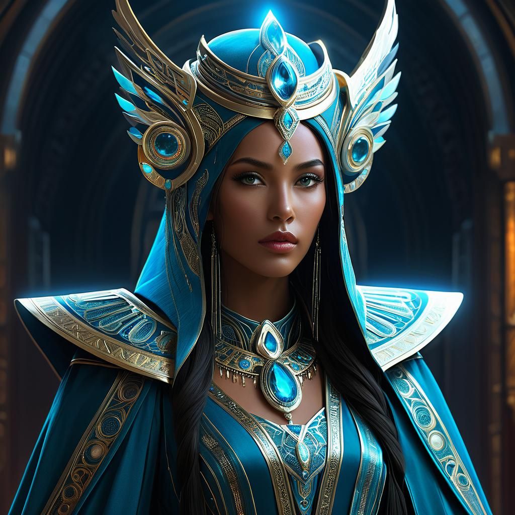 Sci-Fi High Priestess in Hyperrealistic Digital Art