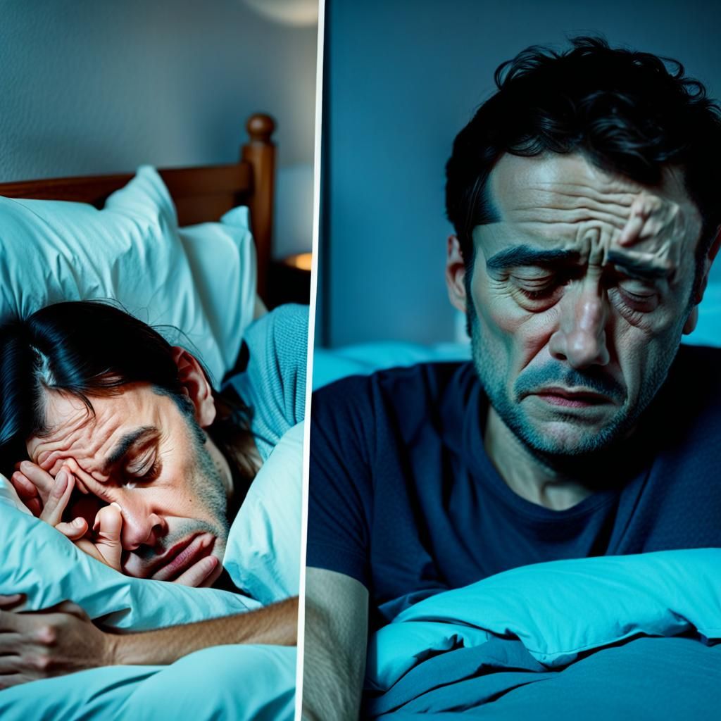 Sad Couple Separated by Misunderstanding, Split Screen