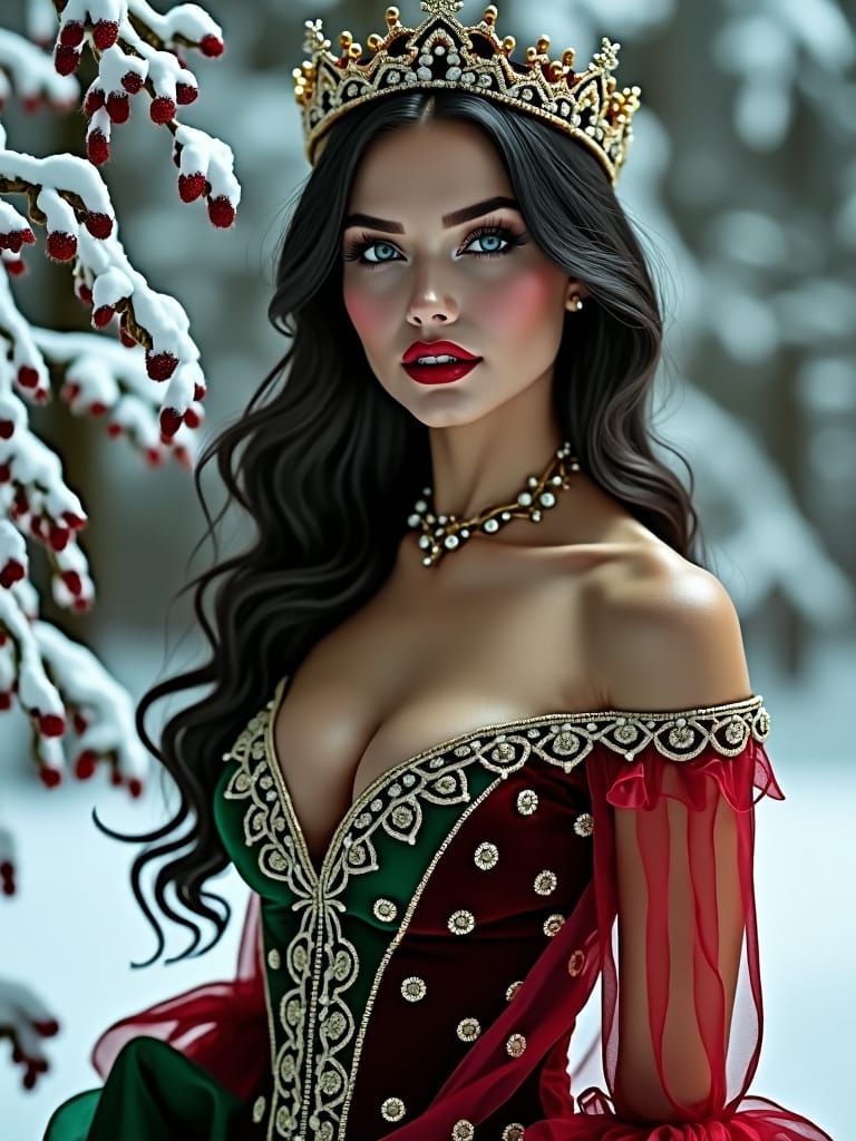 Haute Couture Christmas Gown in Dreamlike Collage